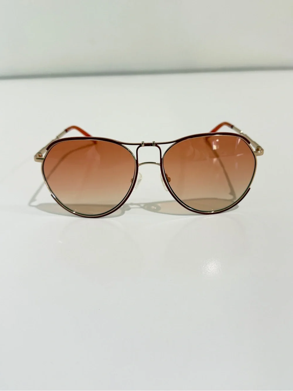 NWT Matthew Williamson x Linda Farrow Holly Aviator Sunglasses Gold MW254 C3